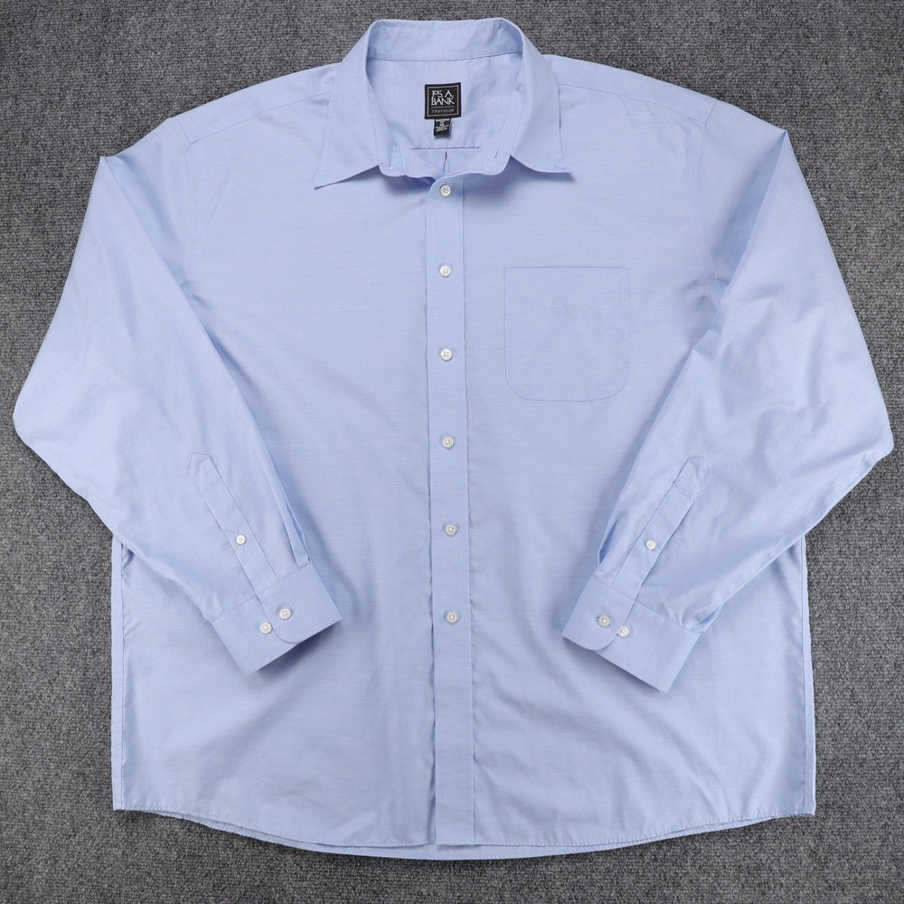 Jos A Bank Traveler Traditional Fit Shirt XXL Light Blue Cotton Long Sleeve Mens